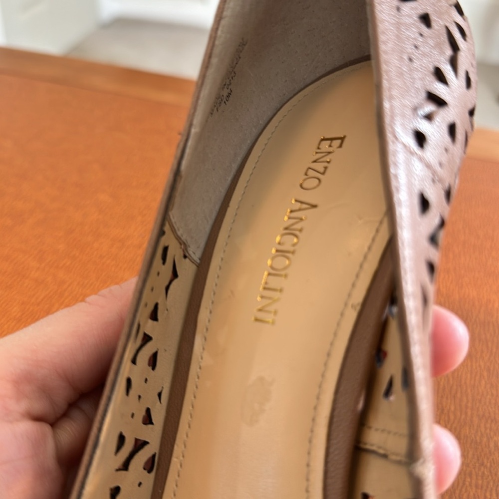 Enzo Angiolini 4 Inch Open Toe Tan Heels 10 - Picture 6 of 10